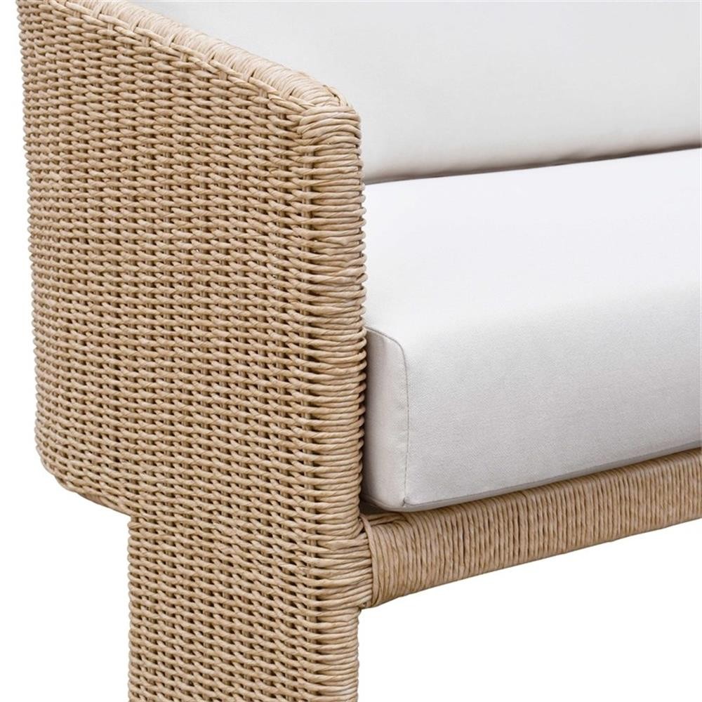 Pemberly Row Transitional Accent Cream Outdoor Upholstered Sofa