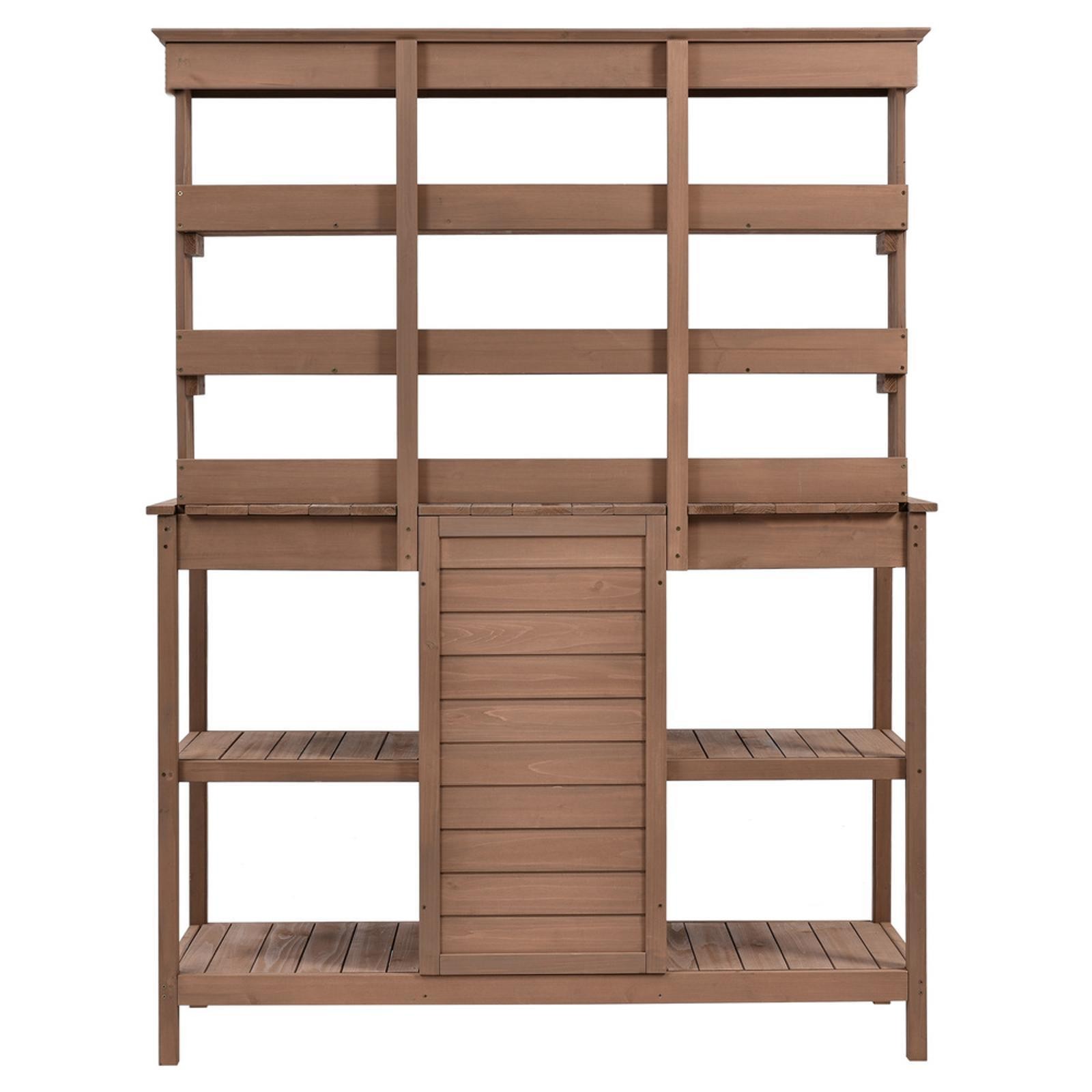 66″ Large Fir Wood Potting Bench, Garden Workstation Table w/ Storage, Drawers &
