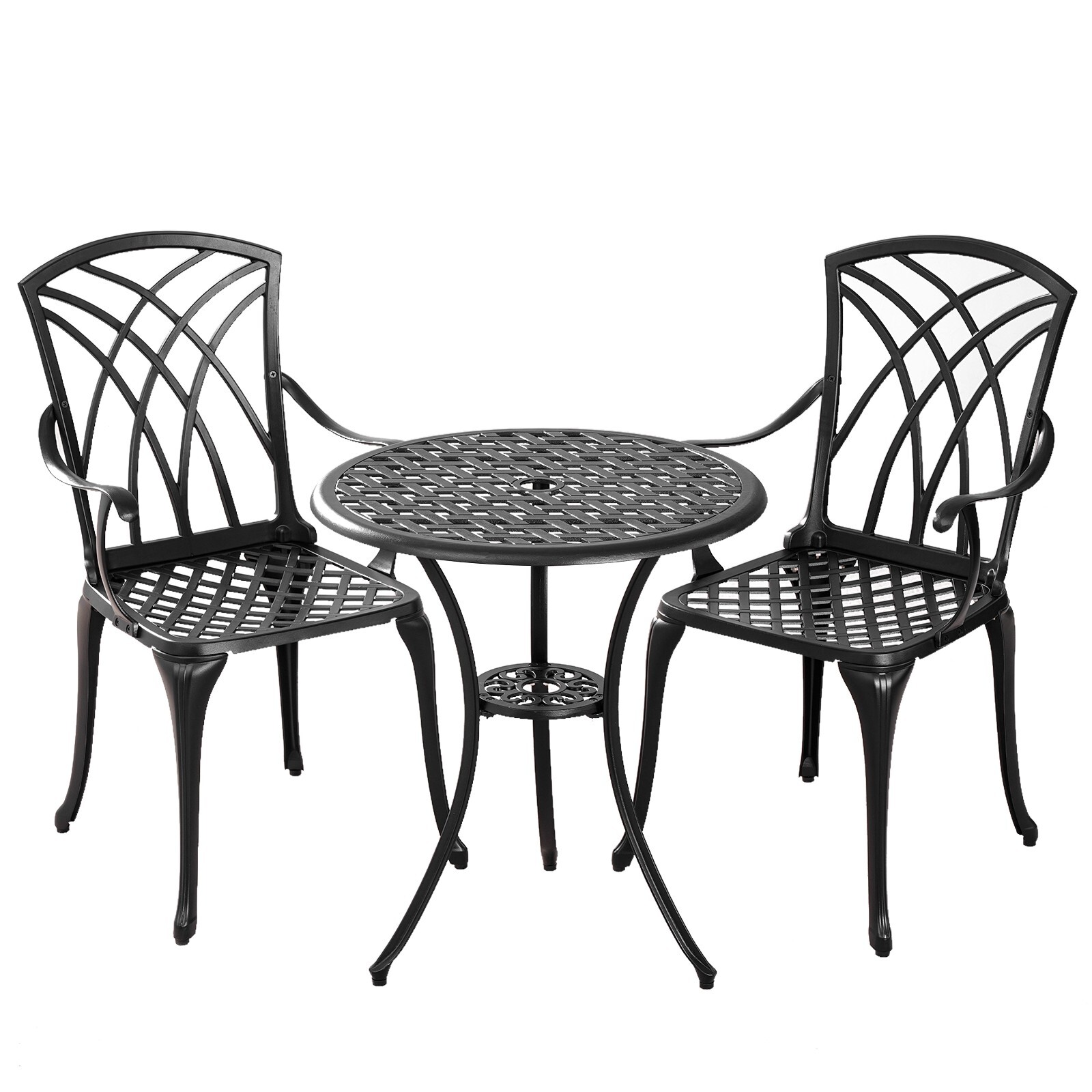 3 PCS Outdoor Cast Aluminum Bistro Sets All Weather Patio bistro Table and Chair