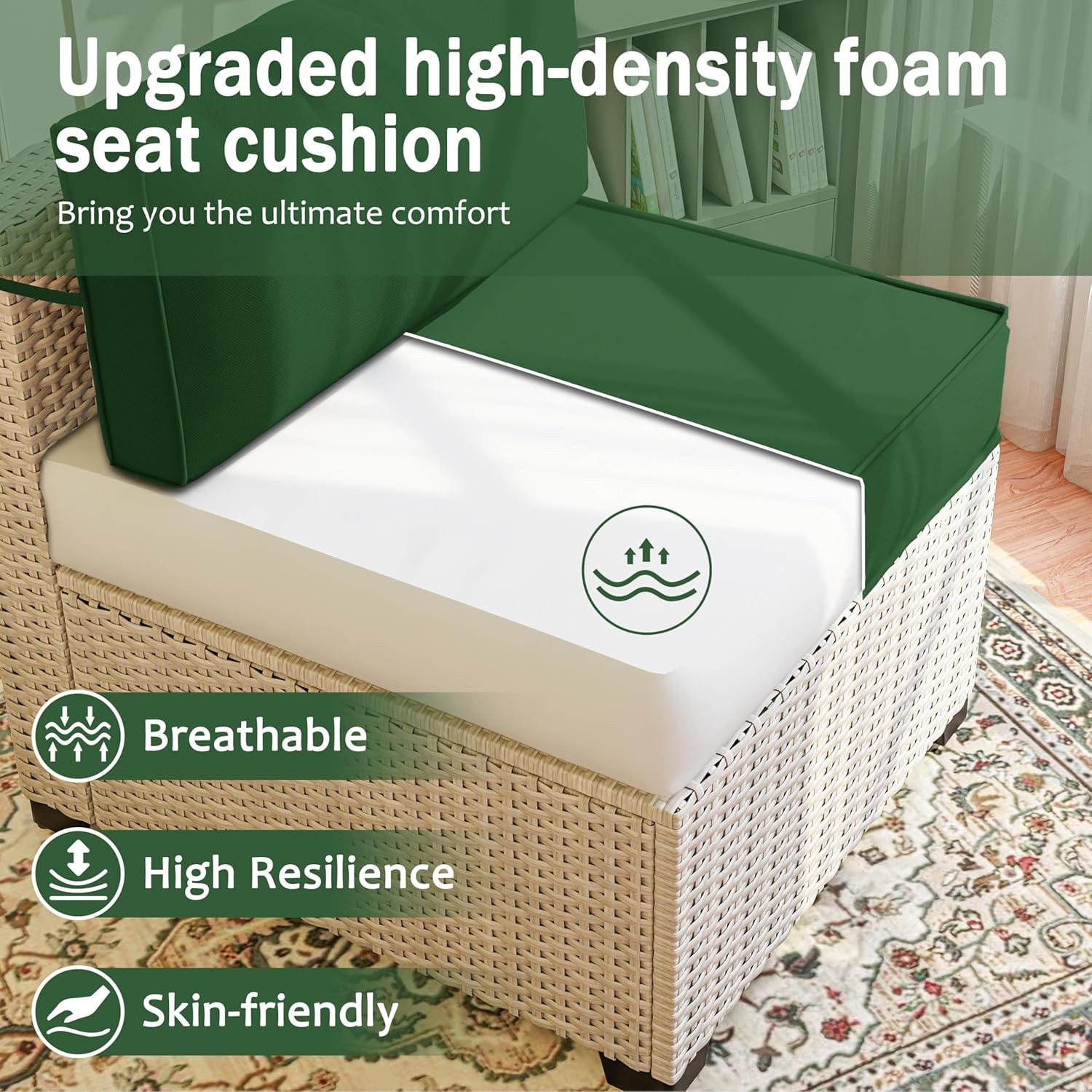 Outdoor Cushions for Patio Furniture with 5 Pillows, Waterproof Patio Furniture
