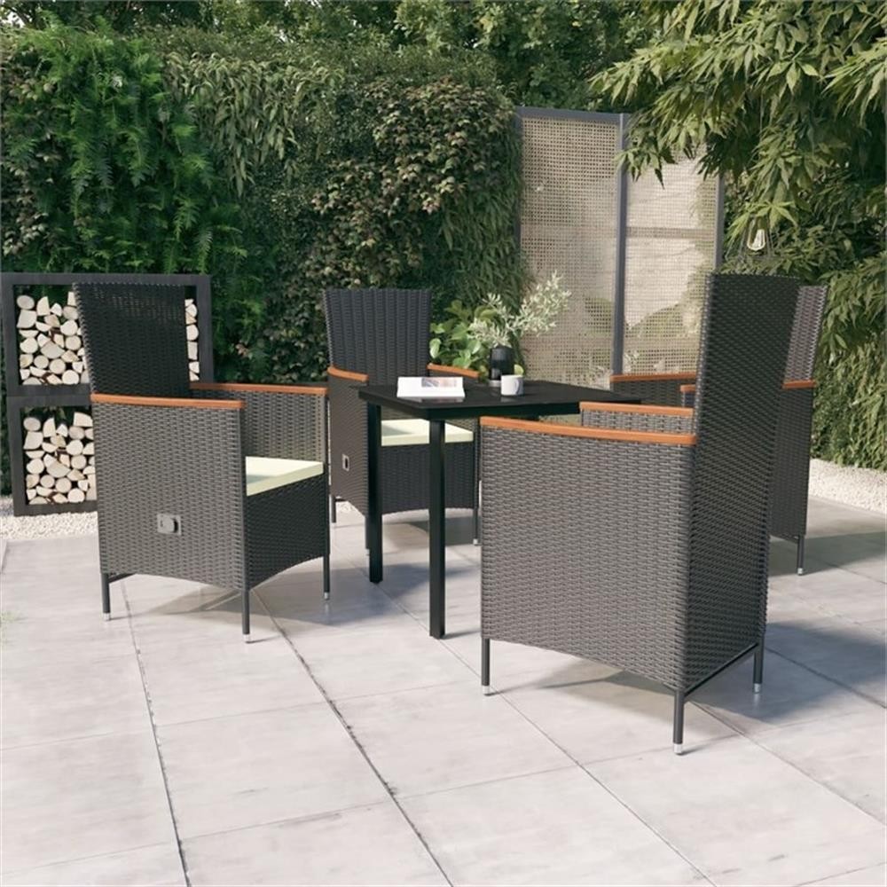 Bowery Hill Contemporary Weather-Resistant Garden Dining Set in Black