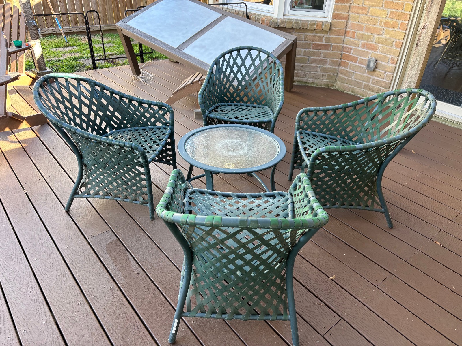 Brown Jordan Five Piece Patio Set Green Weave