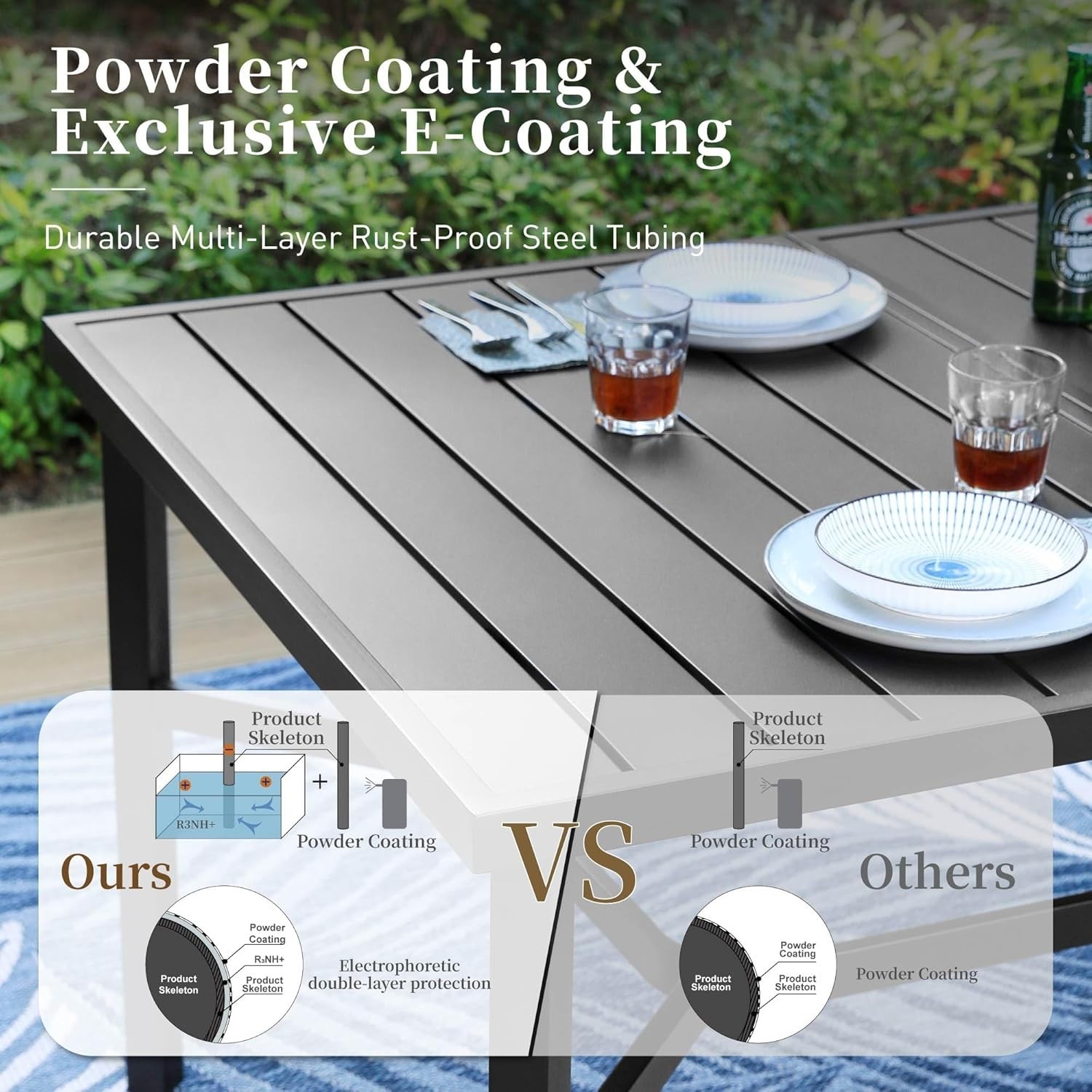 9 PIECE Patio Dining Set Outdoor Metal Table Chair Furniture Set for Garden Yard