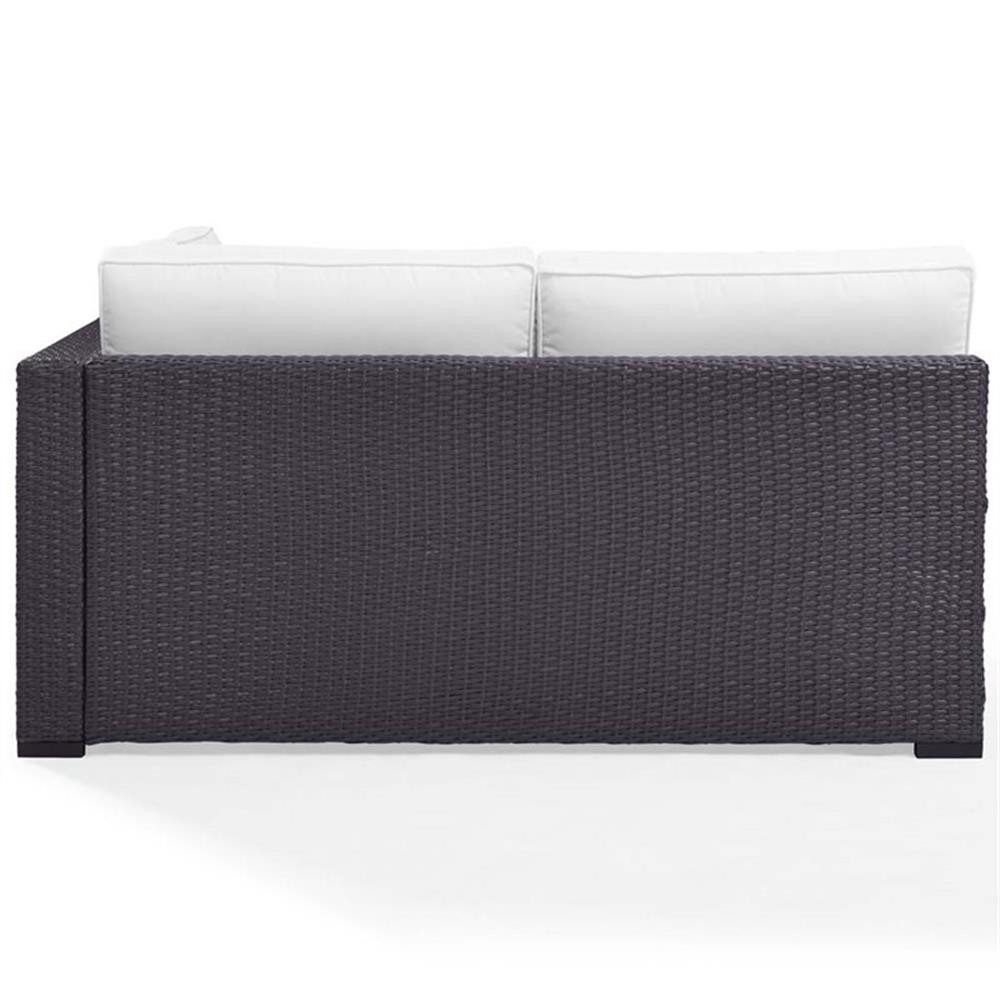 Crosley Furniture Biscayne Wicker / Rattan Patio Loveseat in Brown and White