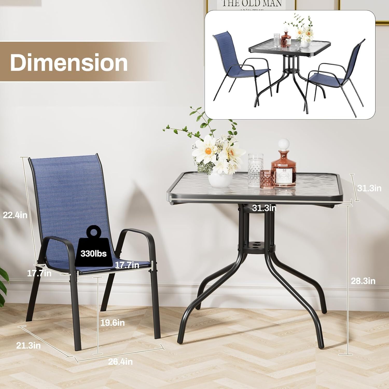 5-Piece Patio Set Outdoor Furniture Table and Chairs Set for Garden Backyard