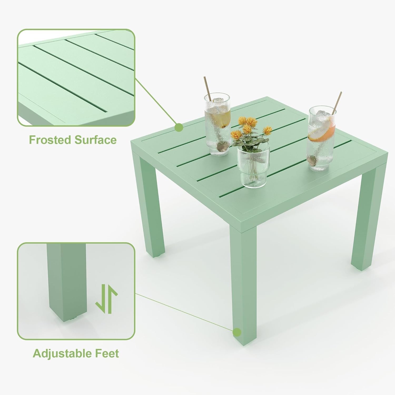 3 Piece Outdoor Patio Dining Set Furniture Backyard with Metal Table 2 Chairs