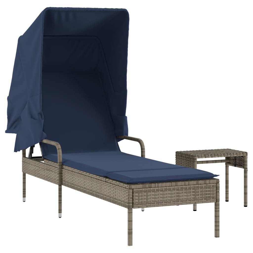 Adjustable Outdoor Sun Lounger with Canopy and Table – Multiple Colors vidaXL