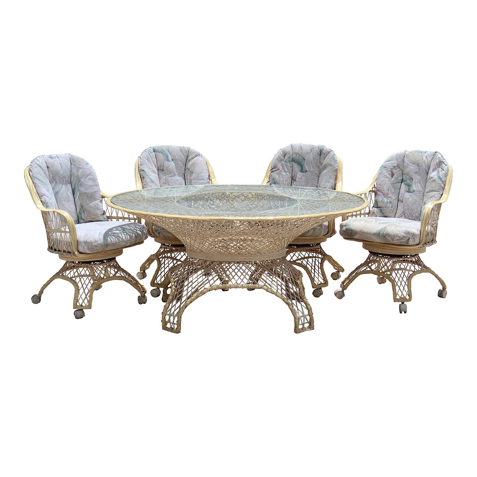Vintage Russell Woodard Spun Fiberglass 5-Piece Dining Set – Oval Turquoise-Tint
