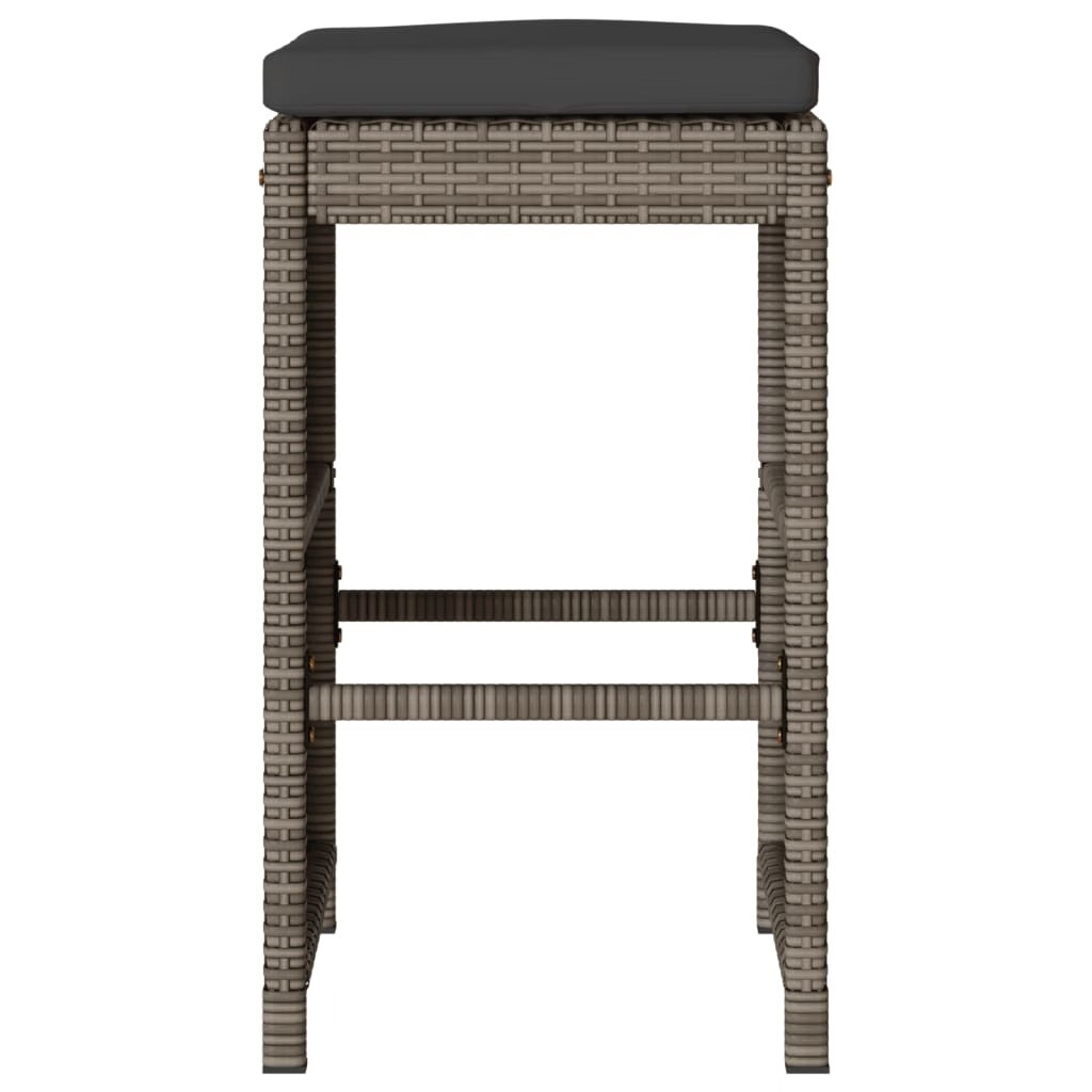 Garden Bar Stool Set of 2 Grey PE Rattan 15.7 x 15.7 x 29.9 in