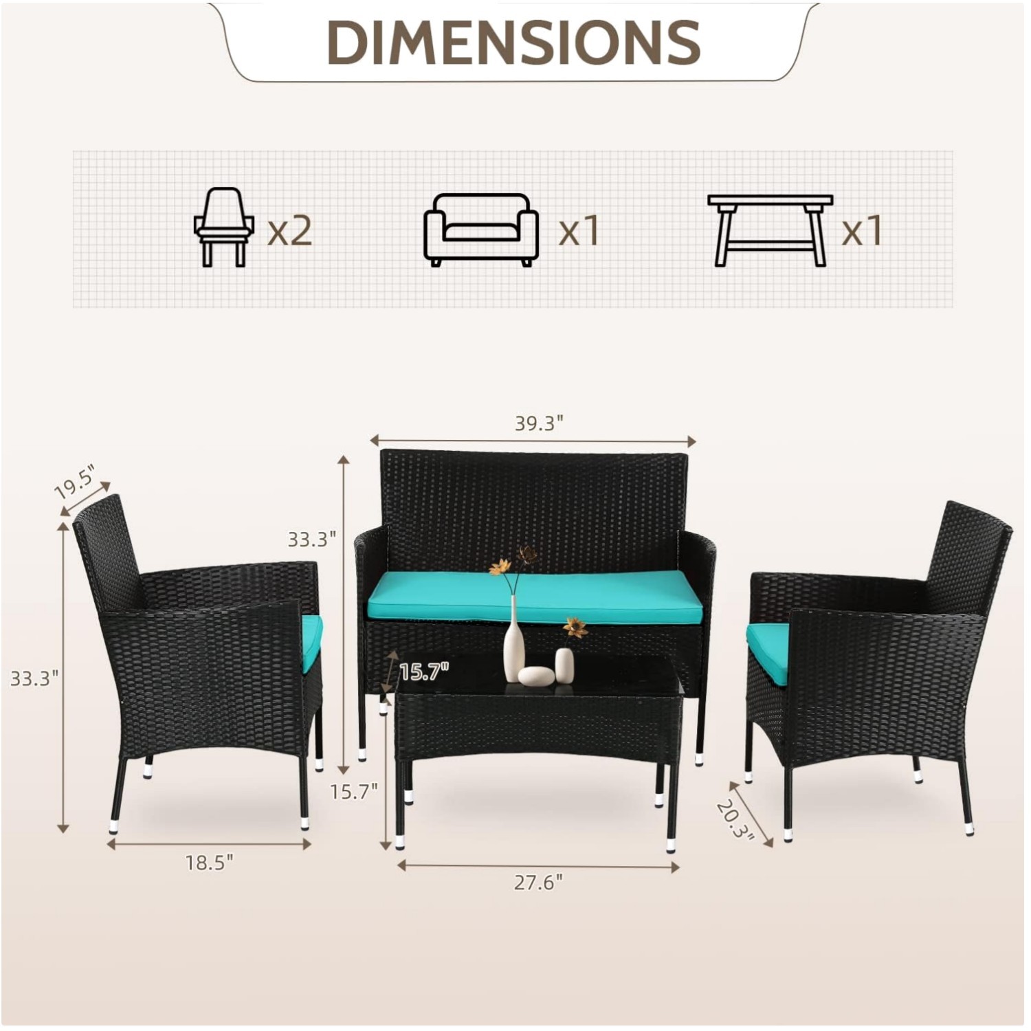 Outdoor Wicker Patio Furniture Set – 4 Pieces