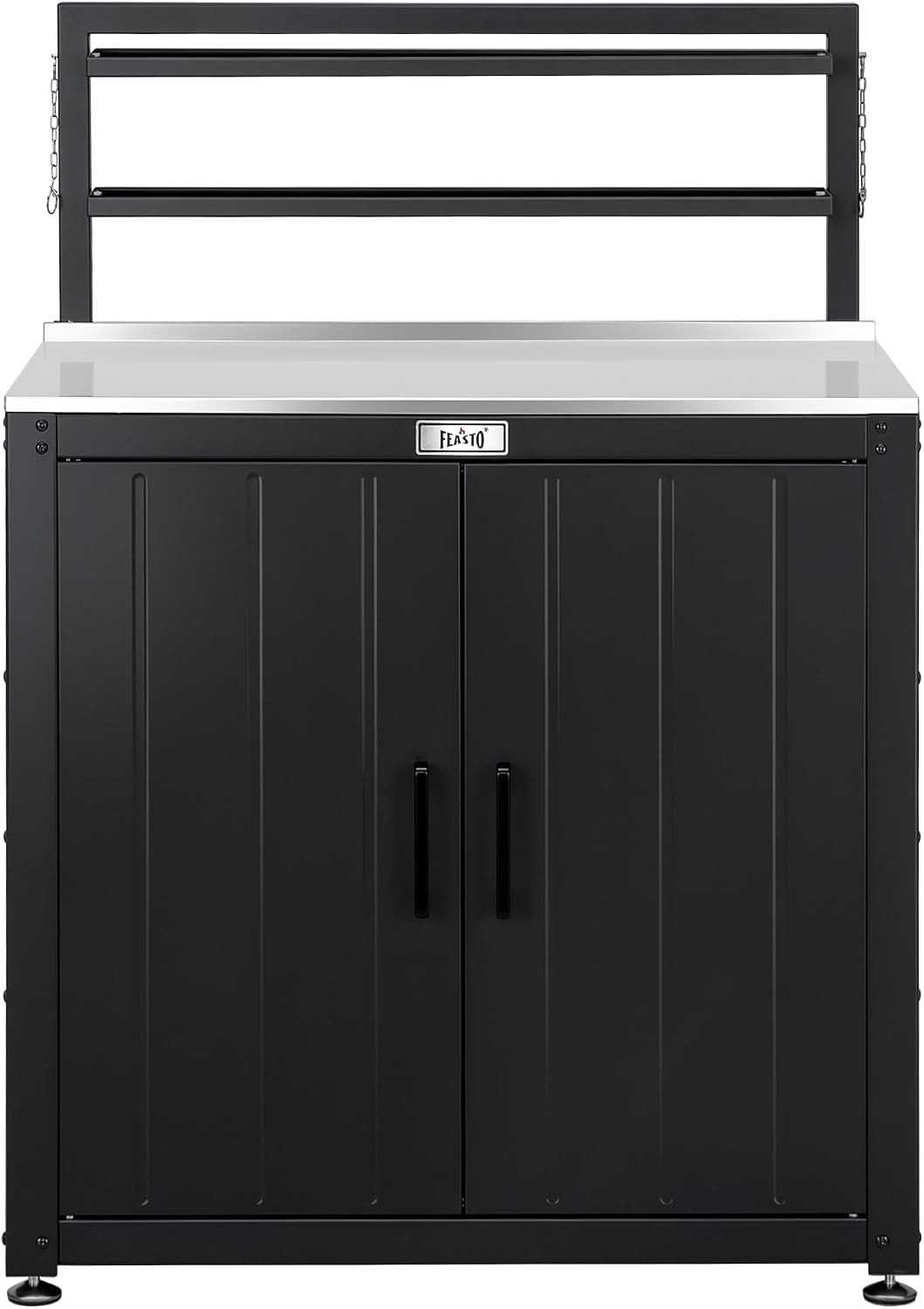 Multi-Purpose Black Gardening Workstation with Raised-Edge & Removable Hutch