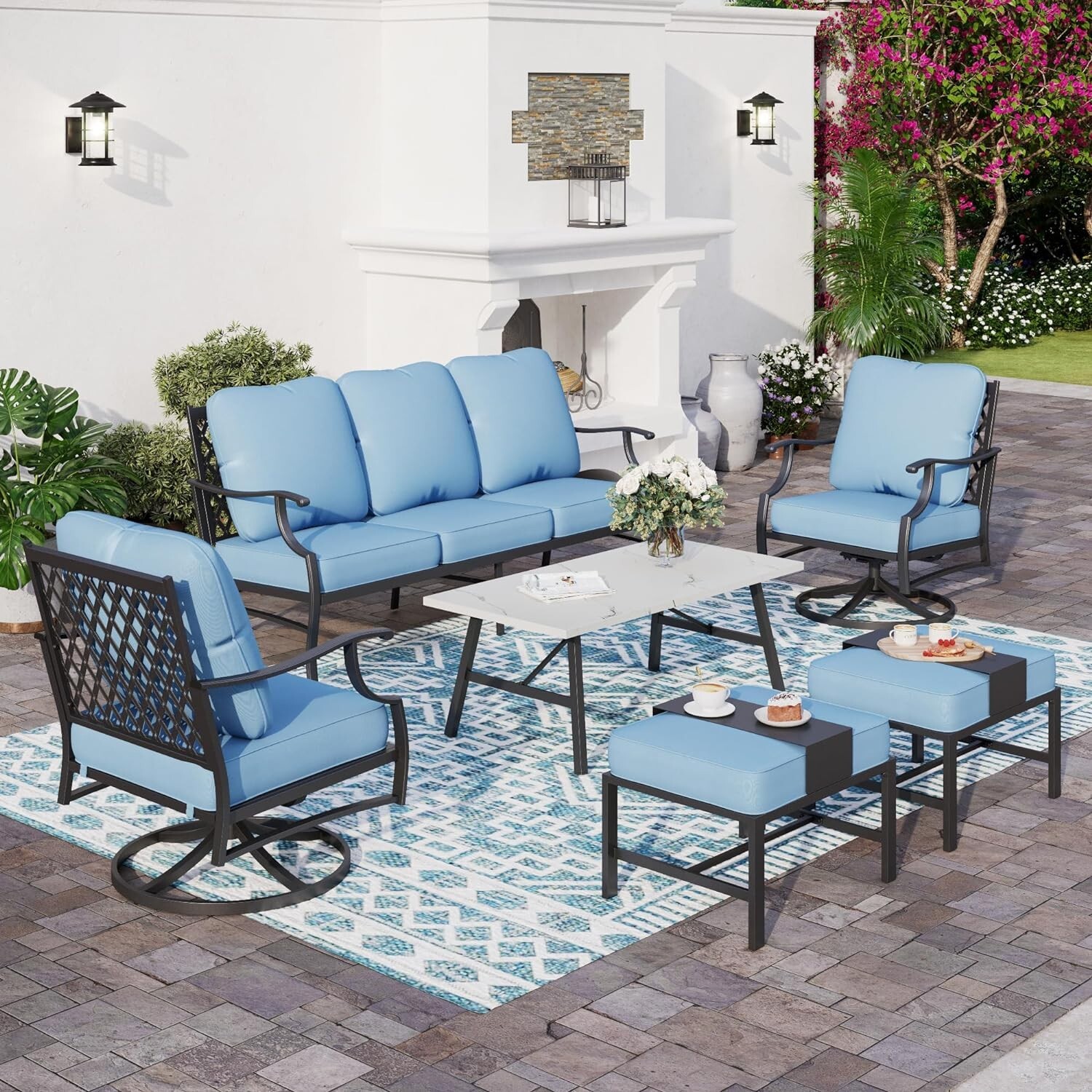 6 Piece Patio Furniture Set Outdoor Conversation Set for Lawn Garden Backyard ~