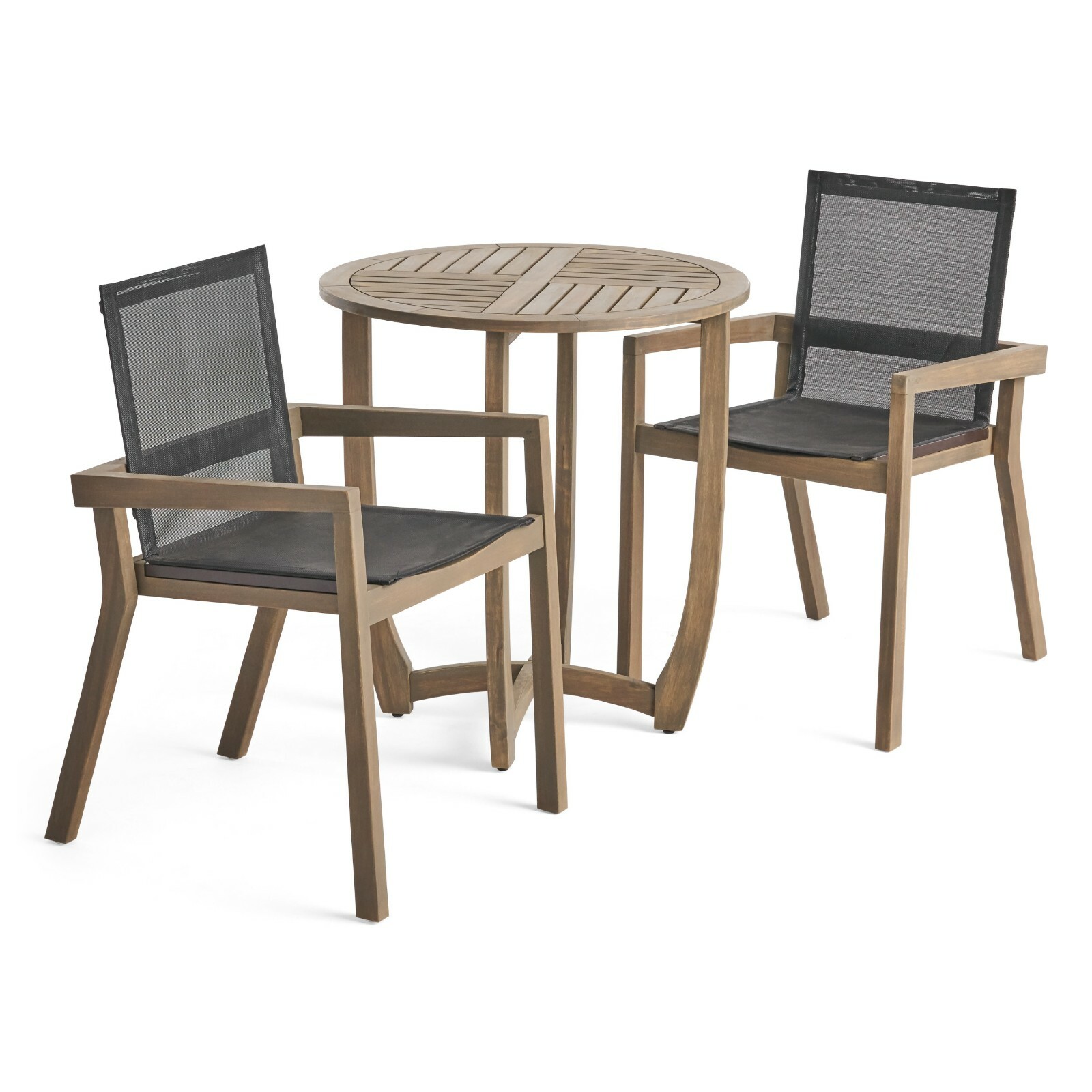 Marcello Patio 2-Seater Acacia Wood Dining Set with Round Dining Table and…
