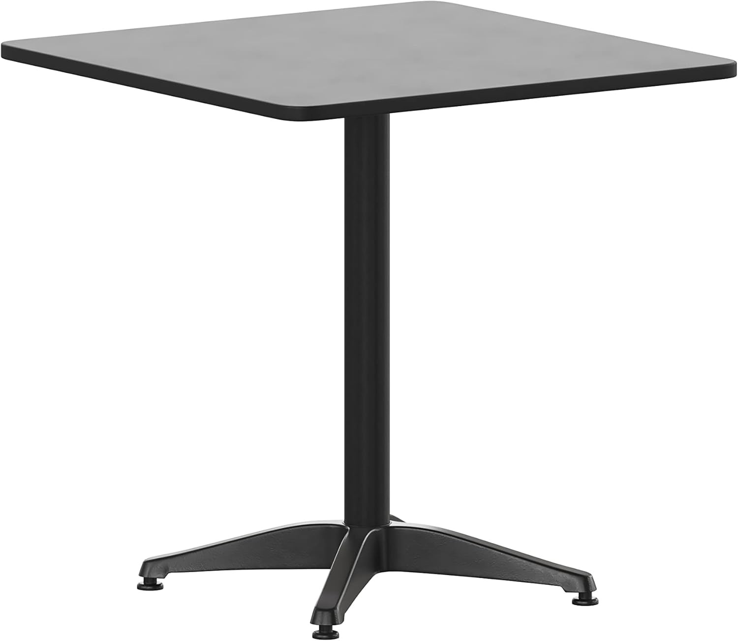 Lila 27.5” Square Aluminum Table Set with 4 Black Slat Back Chairs