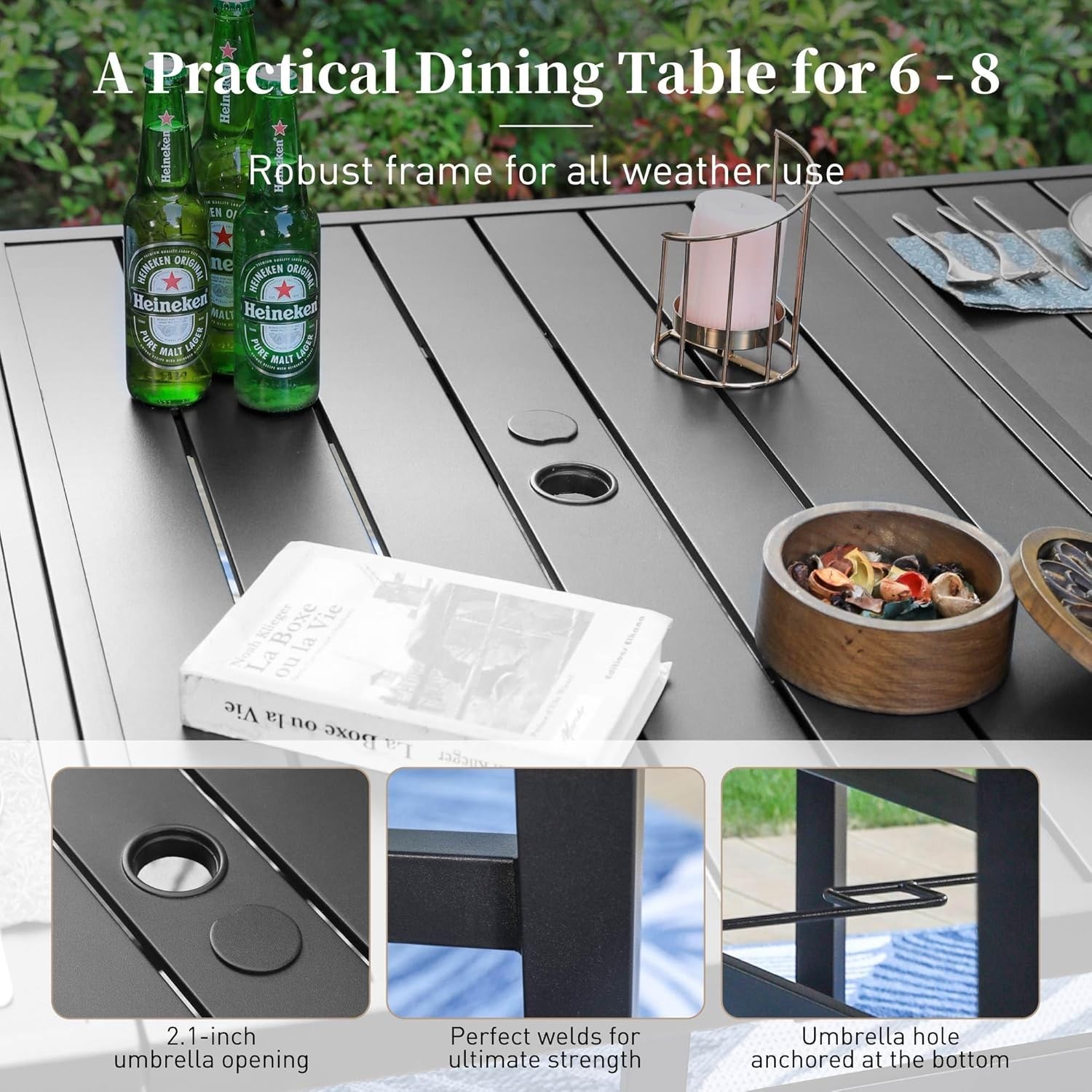 9 PIECE Patio Dining Set Outdoor Metal Table Chair Furniture Set for Garden Yard