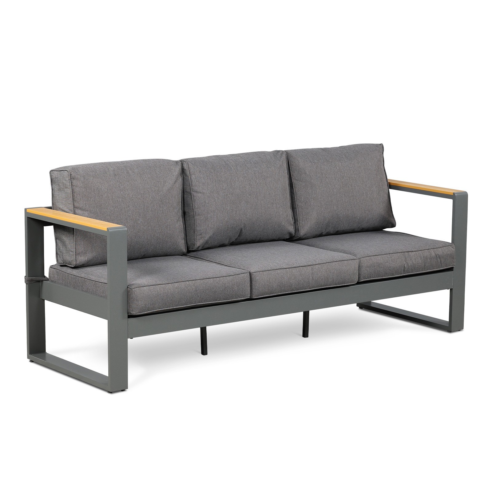 Aoodor Patio Furniture 3-Seat Aluminum Sofa Couch Deep Seat Conversation Set