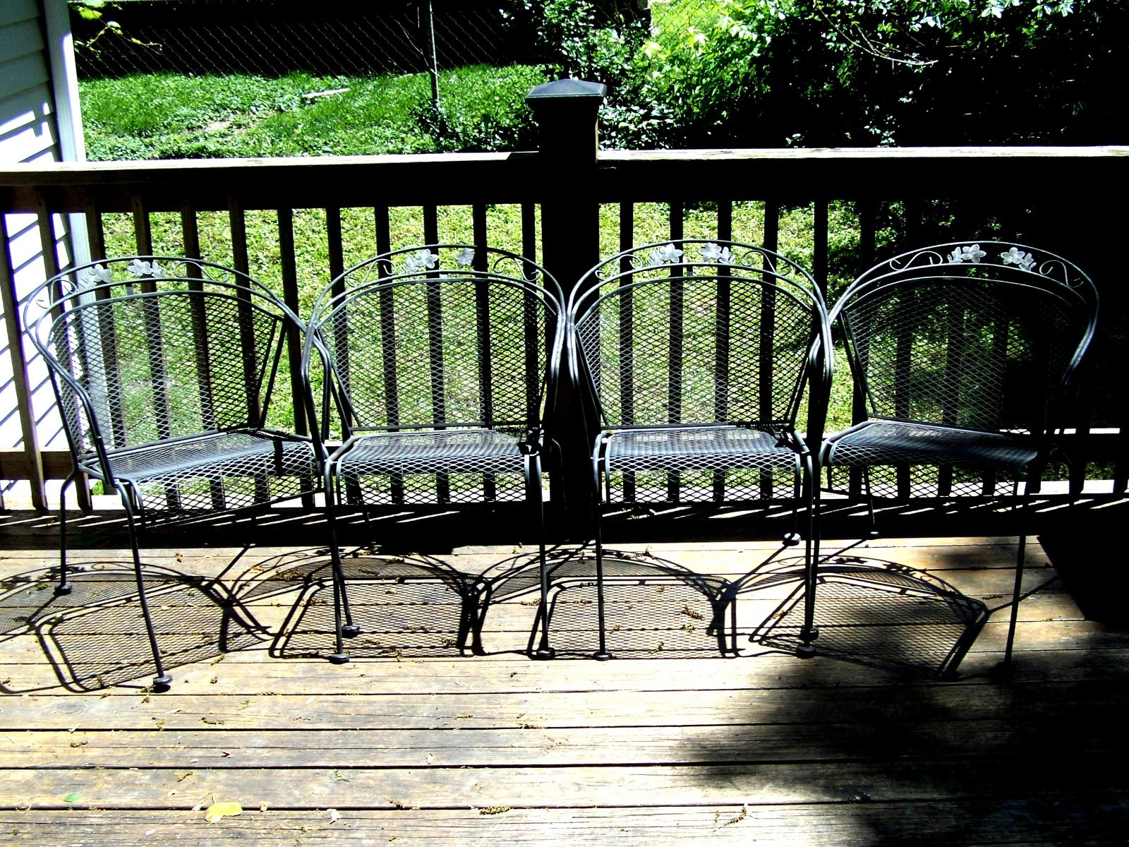 Vintage Meadowcraft Wrought Iron Patio set. Dogwood barrel back chairs. 9 piece!