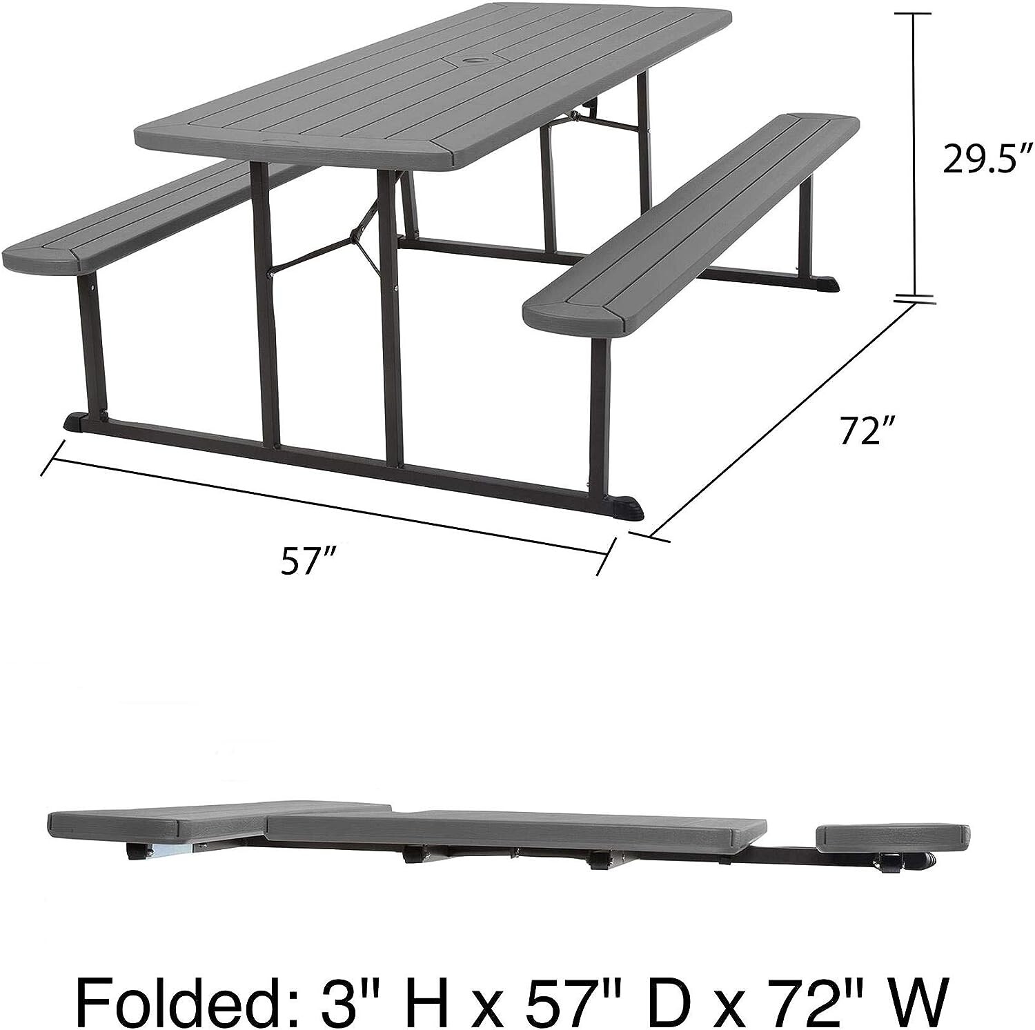 Cosco Outdoor Living 87902DGR1E 6 ft. Folding Blow Mold, Dark Wood Grain with Gr