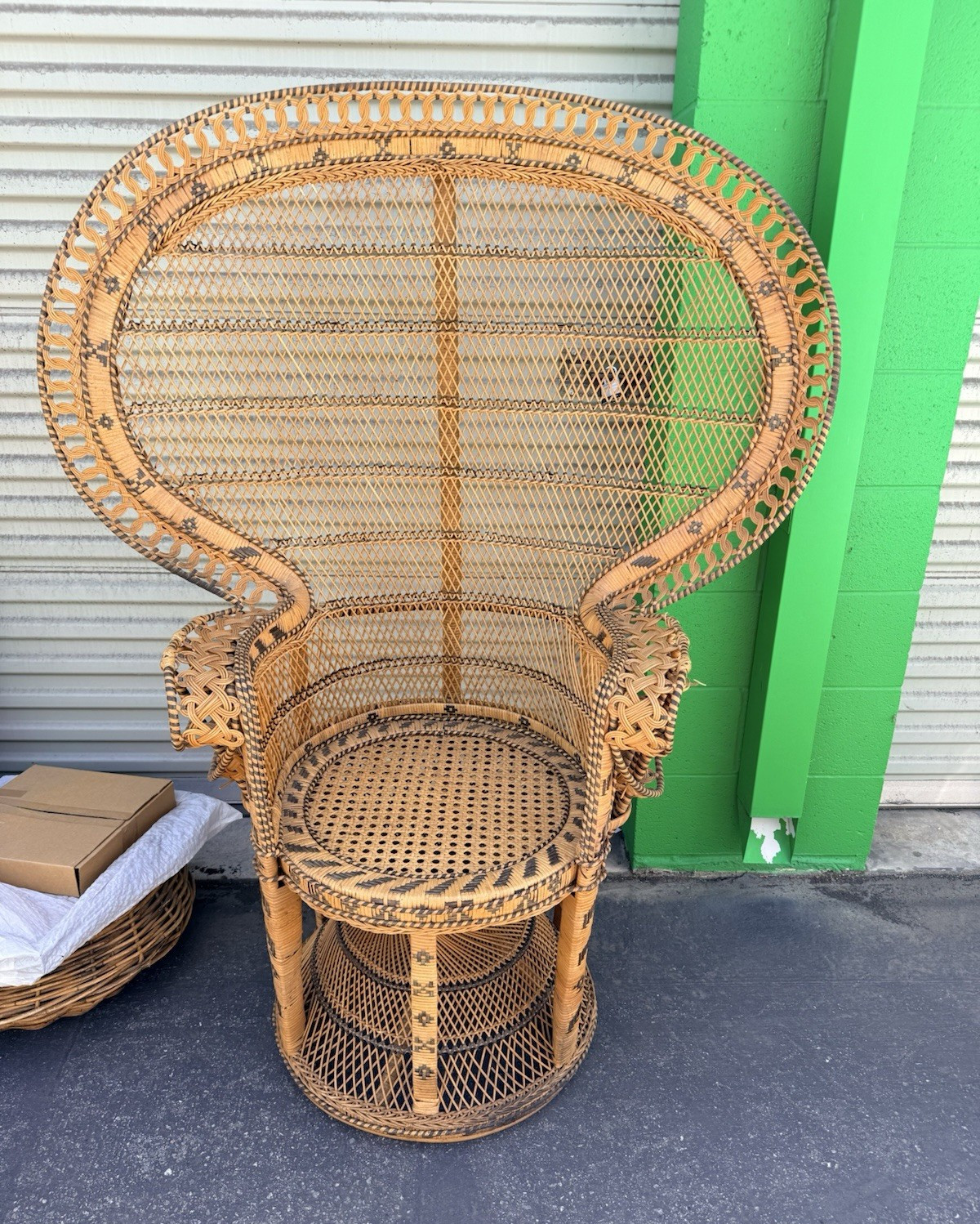 Brown Rattan Peacock High Back Chair Set, Two-Piece Set Includes 2 Chairs