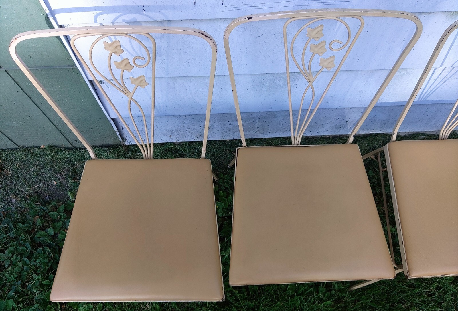 Vintage MCM Wrought Iron Glass Top Salterini Woodard Patio Furniture Set 5pce