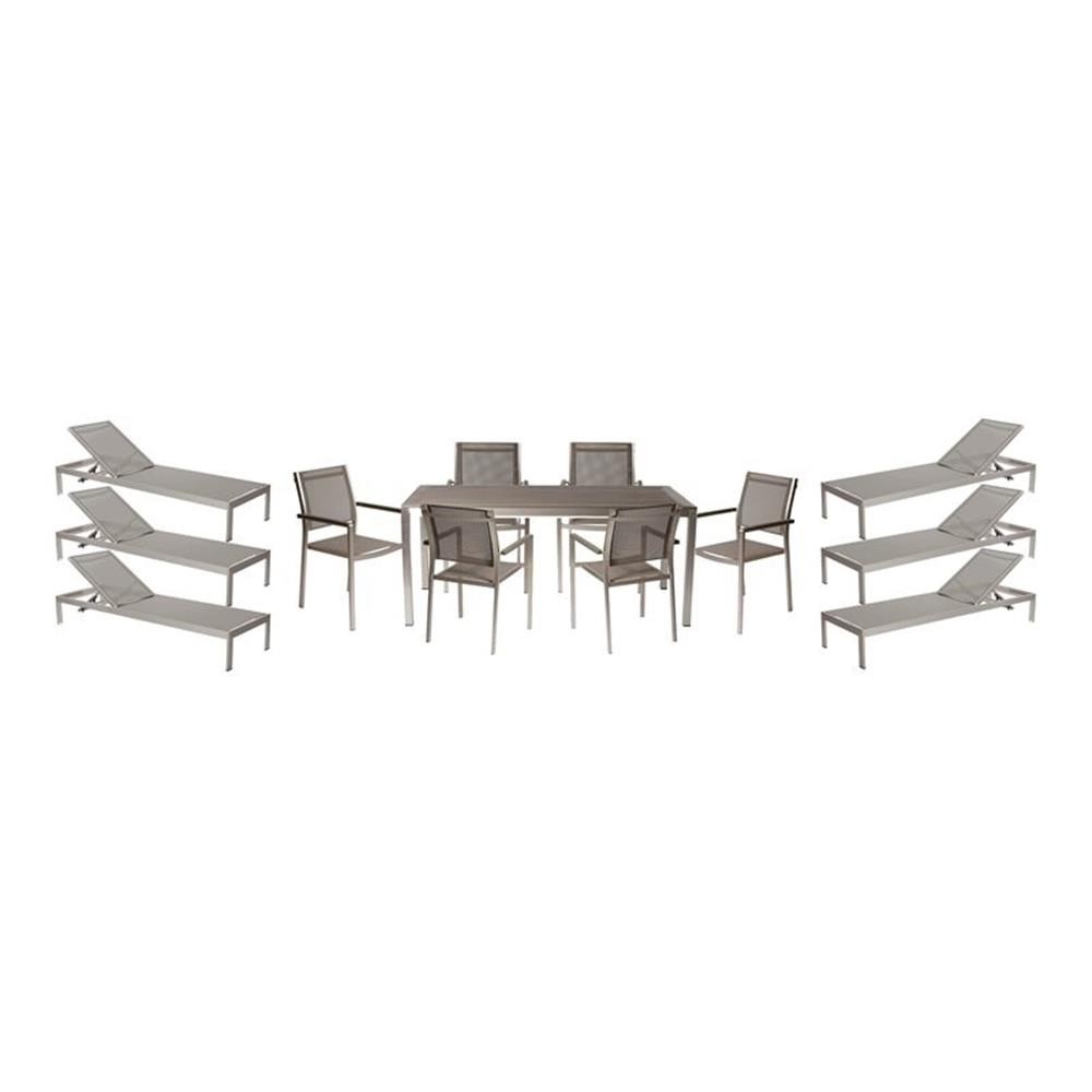 Pemberly Row 13-piece Modern Aluminum Patio Dining Set in Gray