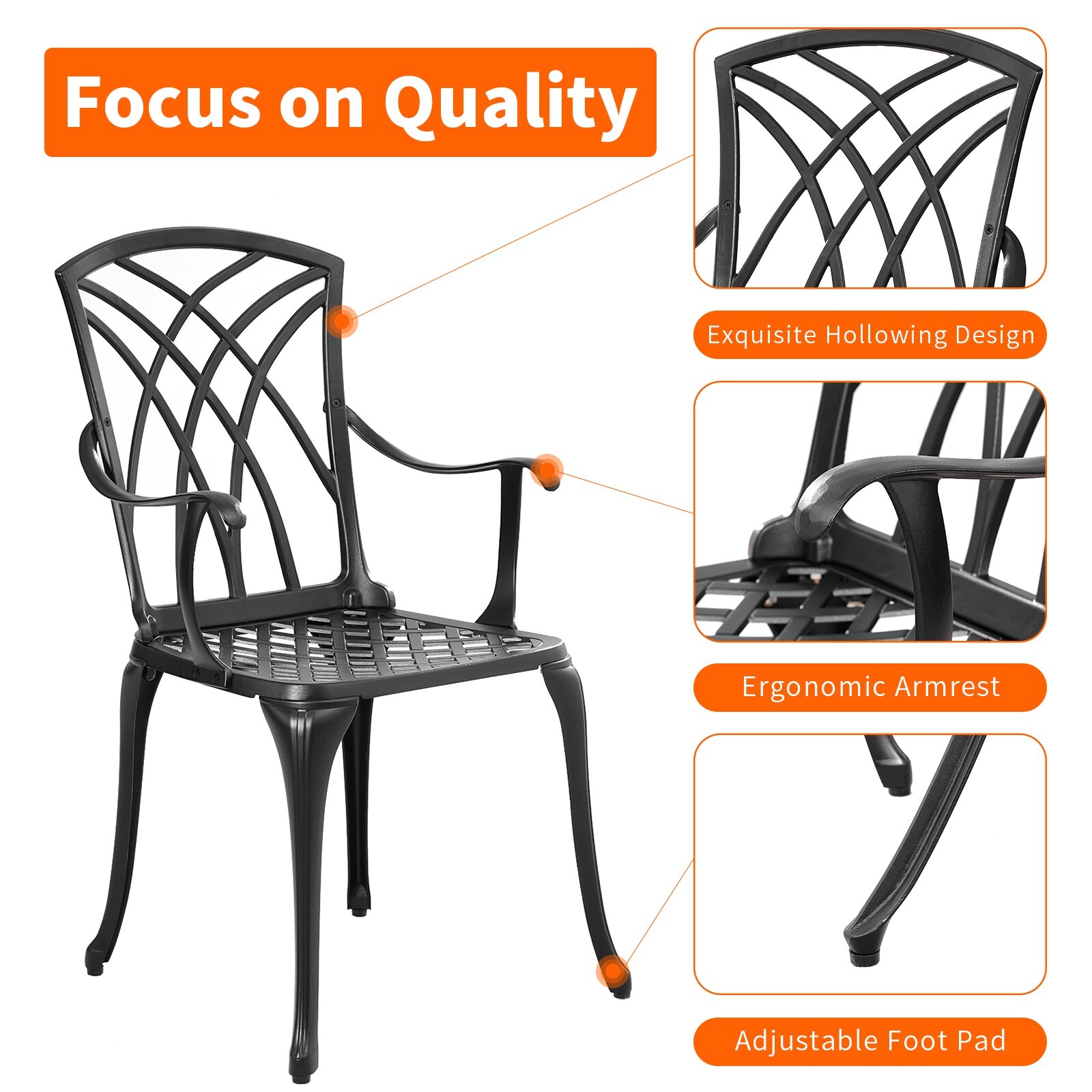 3 PCS Outdoor Cast Aluminum Bistro Sets All Weather Patio bistro Table and Chair