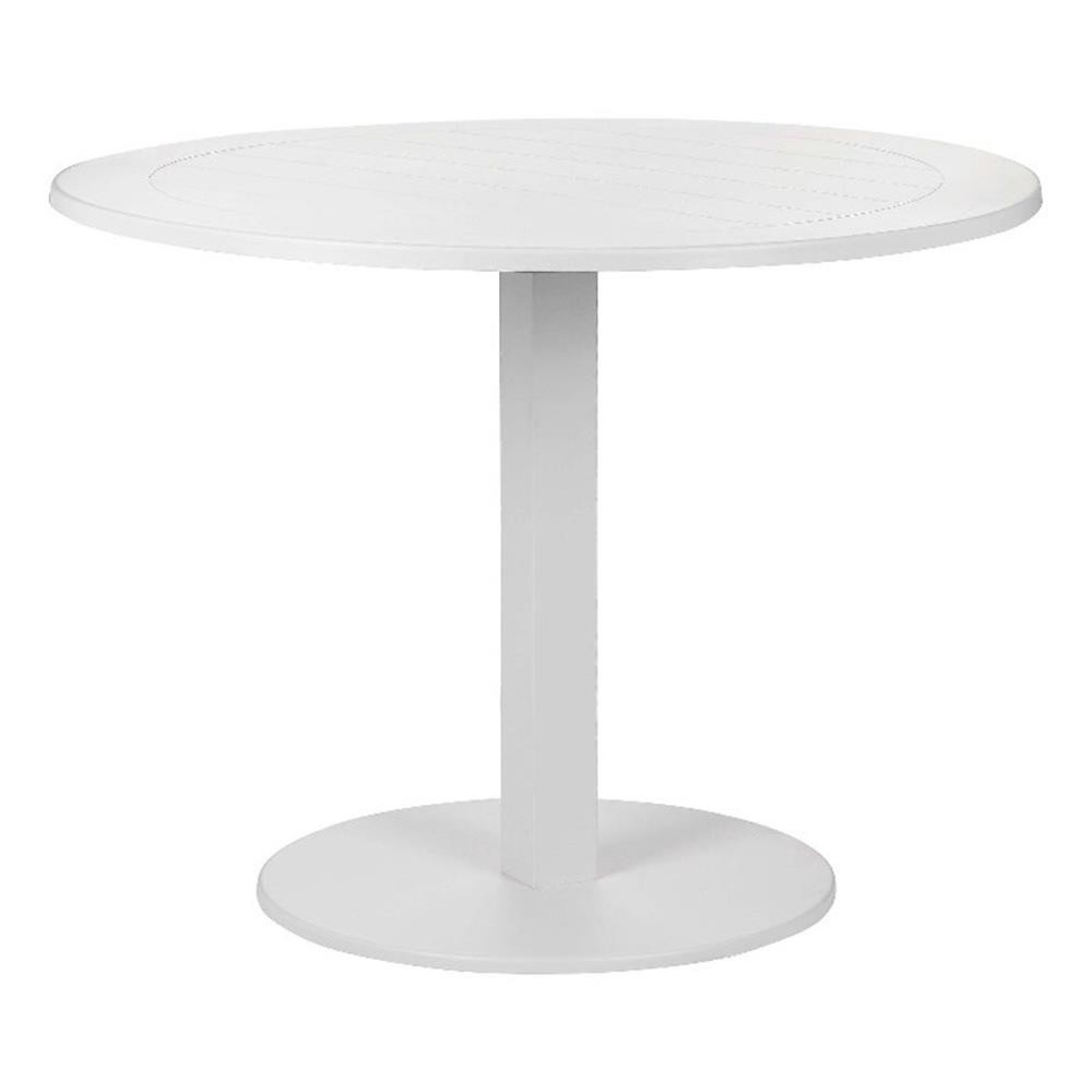 Pangea Home Sunset 30×35″ Modern Aluminum Round Dining Table in White Finish