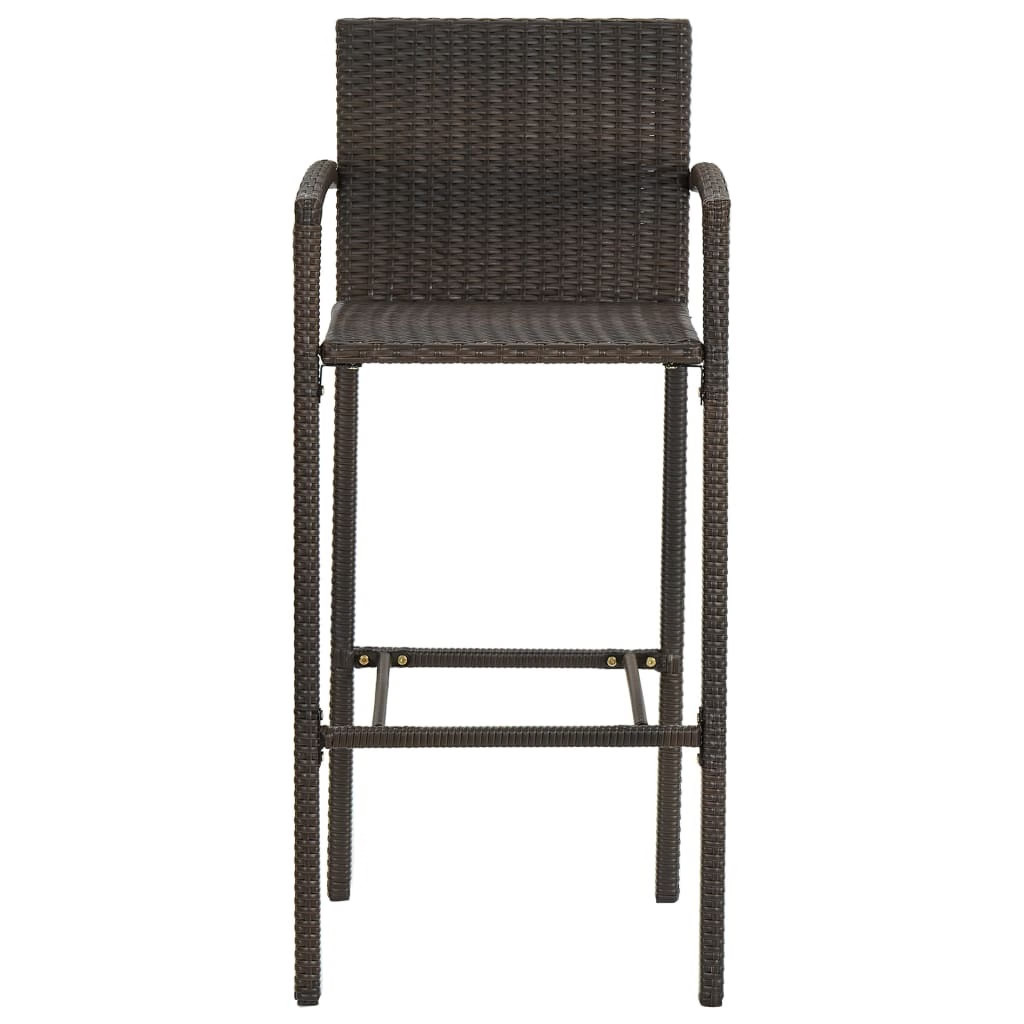 Bar Stool Set of 4 Brown PE rattan, powder-coated steel Medium
