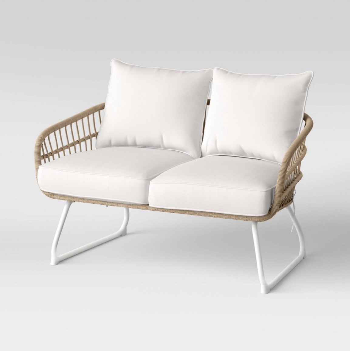 New Opalhouse Southport Patio Wicker Loveseat Weather-Resistant White/Linen NIB