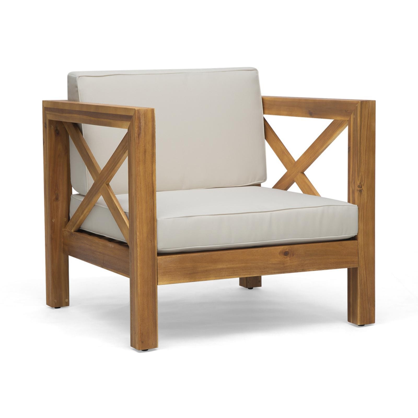 Outdoor Club Chair – Elegant Mid-Century Design, Long- Acacia Wood,