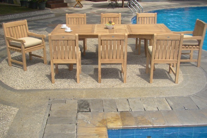 Devon GradeA Teak 9pc Dining 94″ Rectangle Table Chairs Set Outdoor Garden Patio