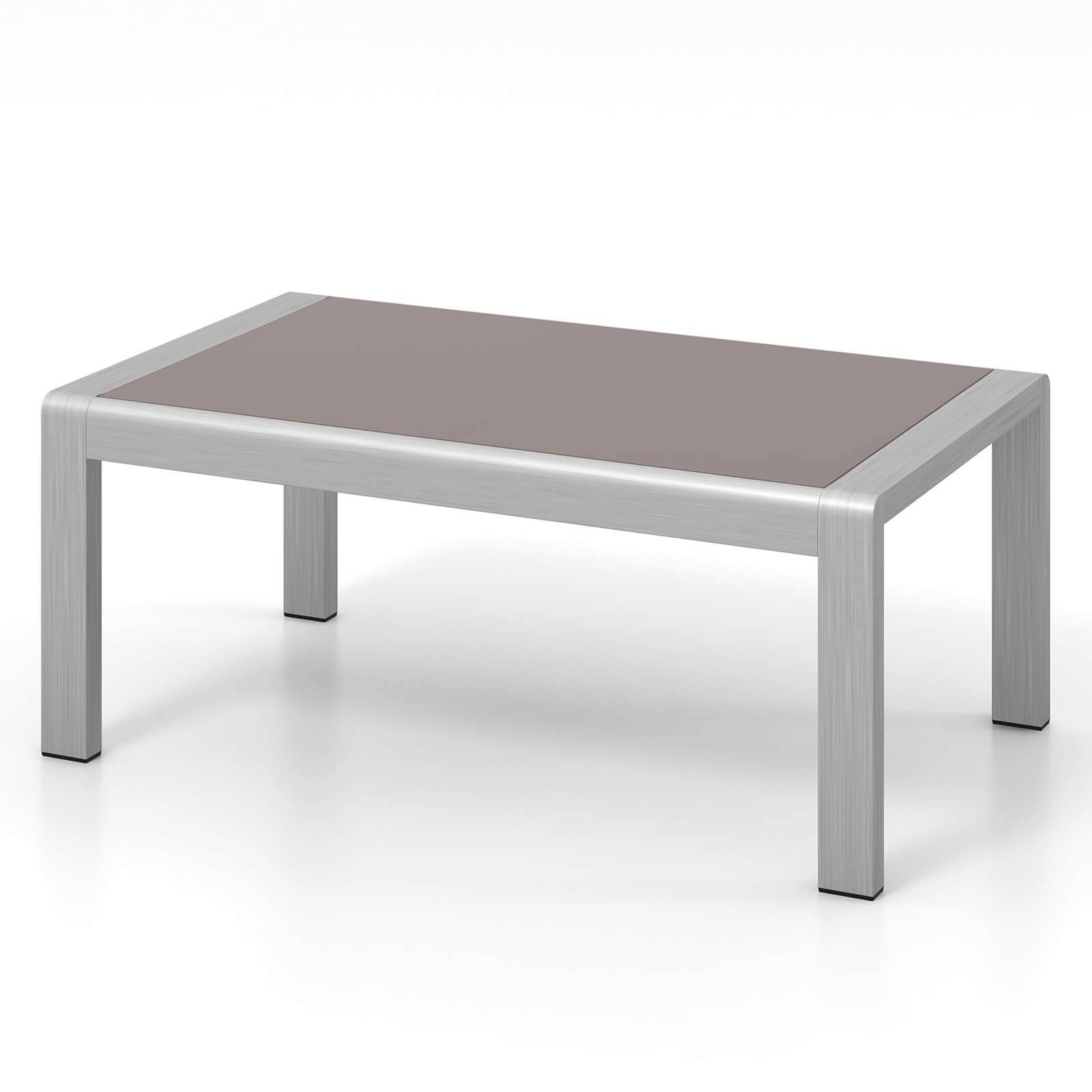 Outdoor Rectangle Coffee Table Aluminum Side Table w/ Tempered Glass Tabletop