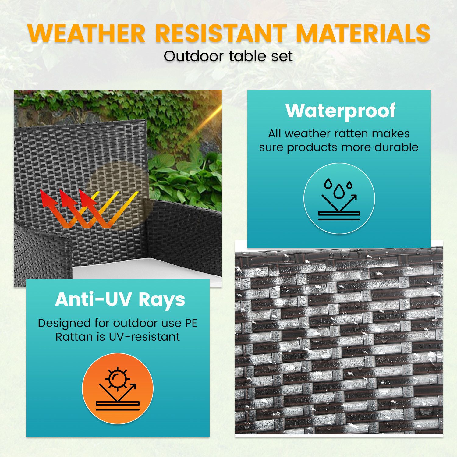 4 Pieces Patio Furniture Set Rattan Outside Furniture Wicker Sofa Garden Sets