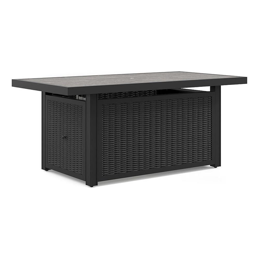 Bowery Hill Coastal Aluminum Black & Gray Outdoor Fire Pit Table