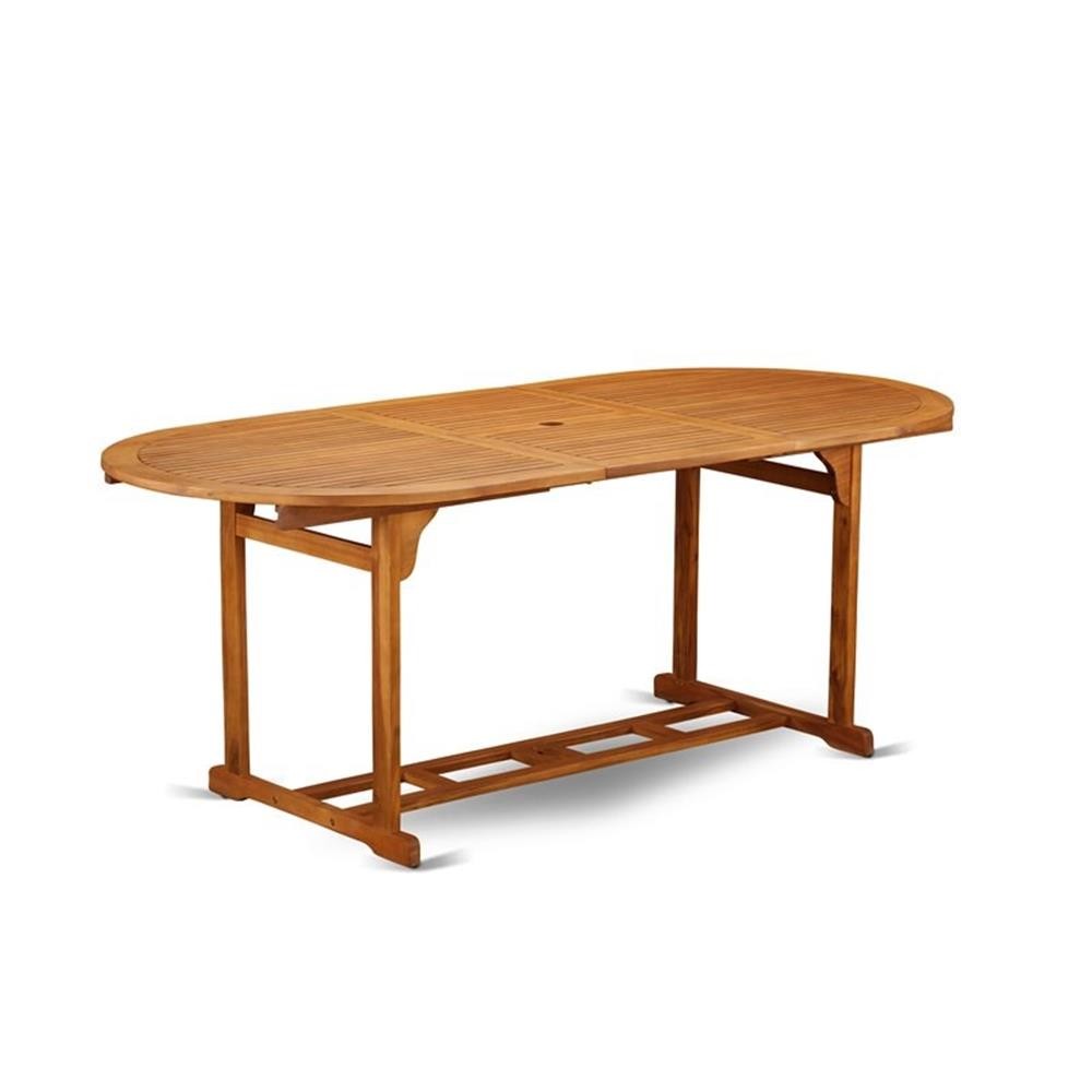 East West Furniture Beasley 9-piece Wood Outdoor Set in Natural Oil