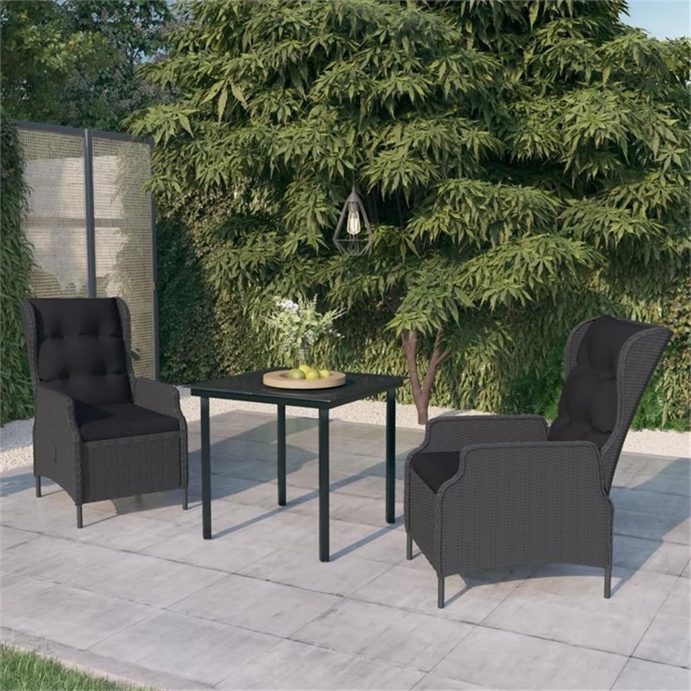 Bowery Hill Powder-Coated Steel Medium Garden Dining Set in Dark Gray