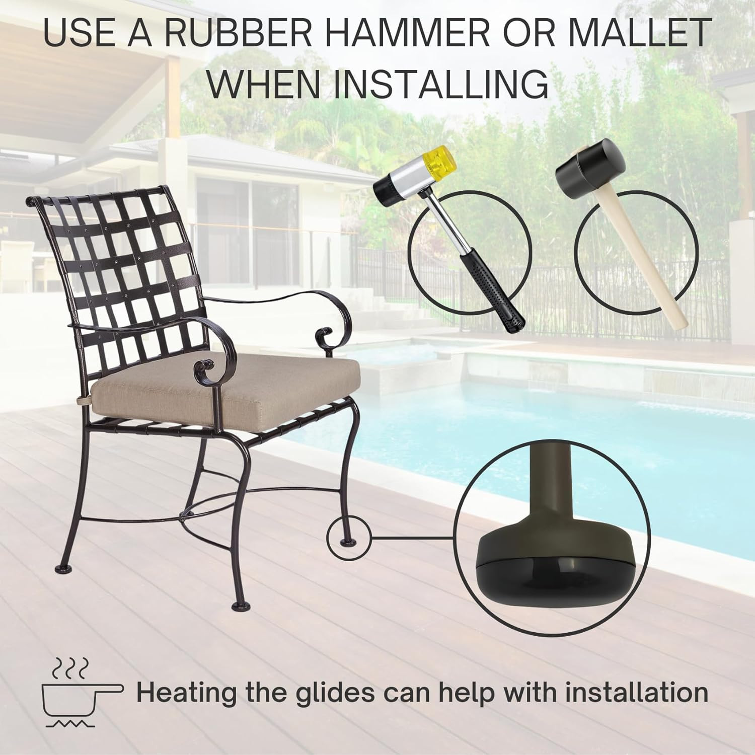 1-1/2″ Wrought Iron Patio Furniture Feet Caps – Round Plastic Outdoor Metal T…