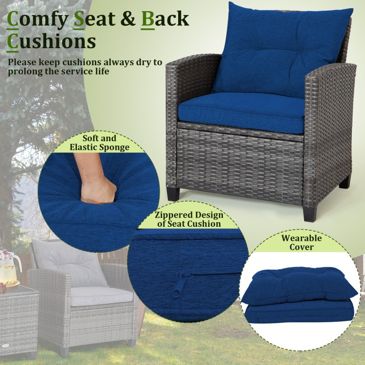 Mix Gray PE Rattan 3-Pc Set with 19.5in Glass Table
