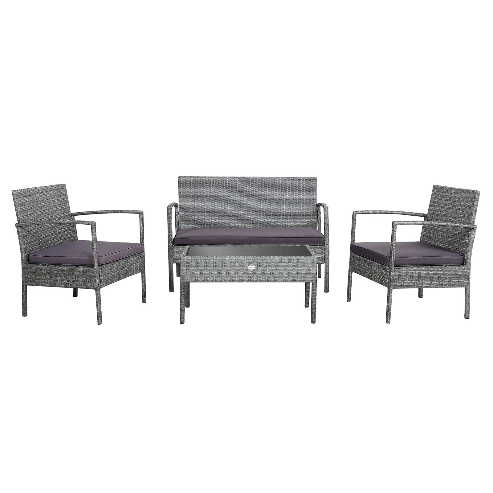 Patiojoy 4 PCS Outdoor Rattan Furniture Set Steel Frame Comfortable Cushion Deck