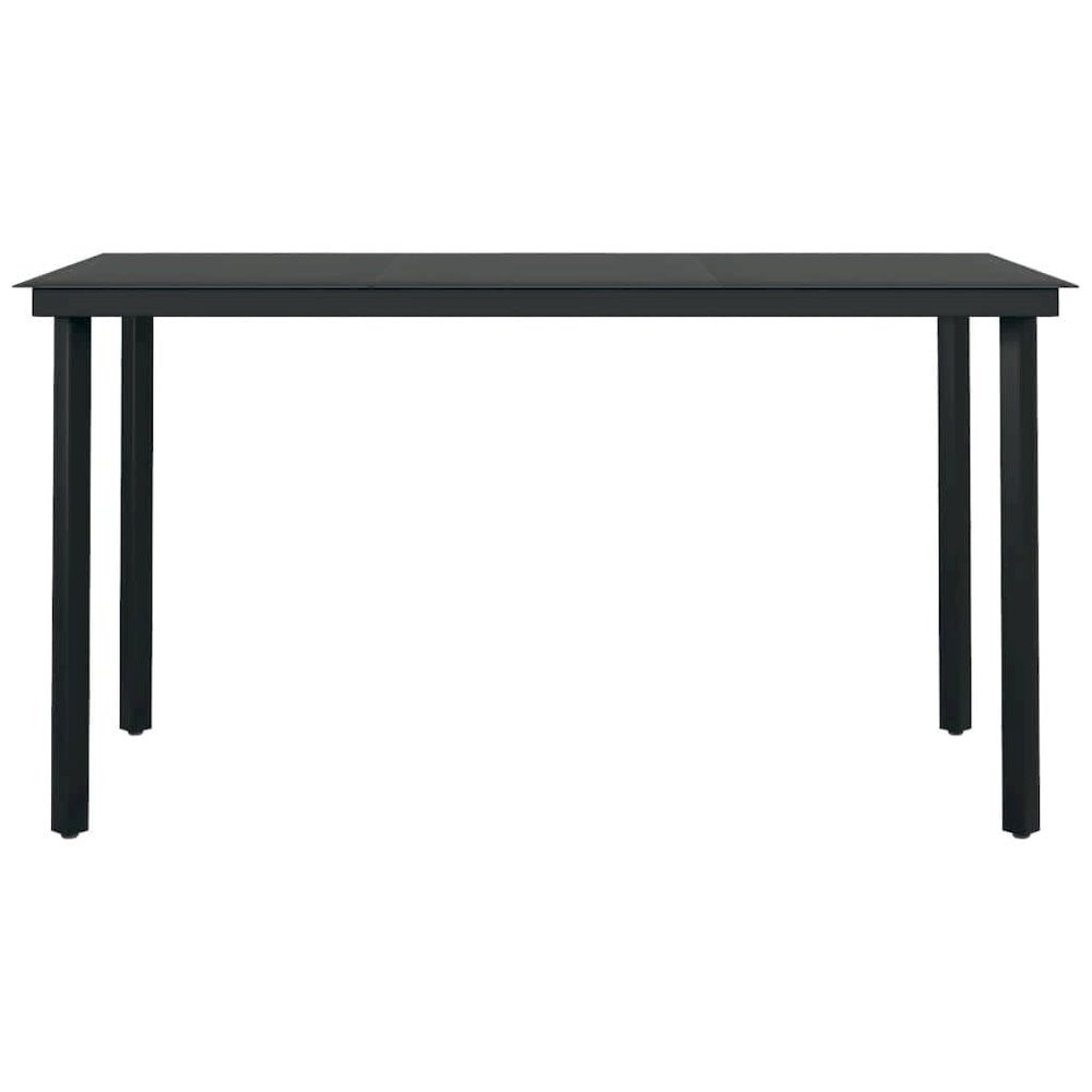 Garden Dining Set Black Powder-coated steel, glass, plastic Large