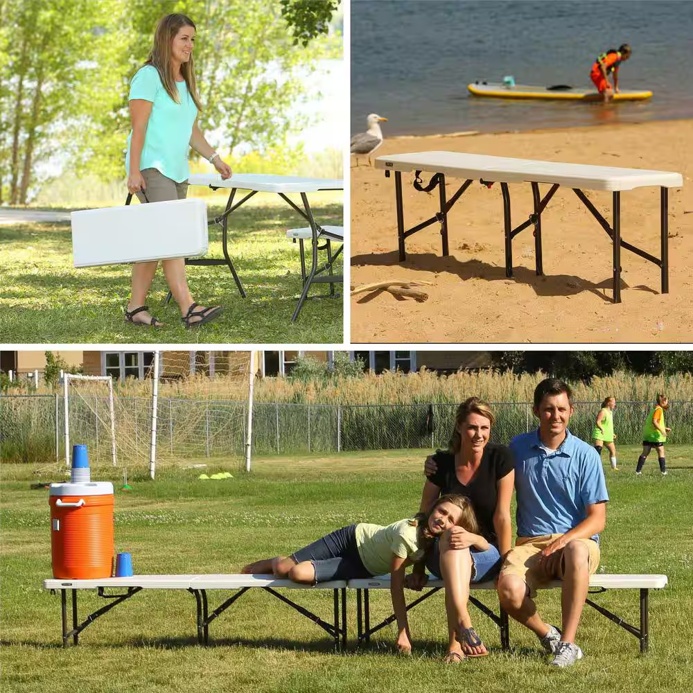 5 Ft. Fold-In-Half Bench in Pearl White