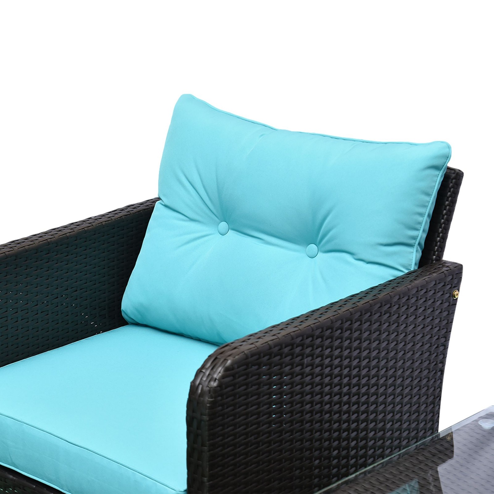 Relaxing 5pc Garden Sofa Set PE Wicker Construction Padded Seat Covers Blue