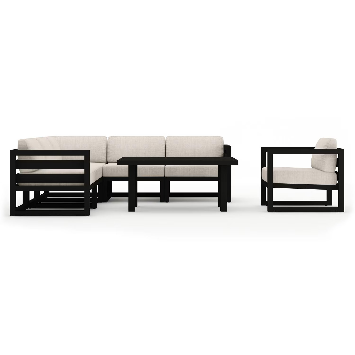 Misty Cove 7 Pc Aluminum Seating Set Sectional & Classic Chat Table in