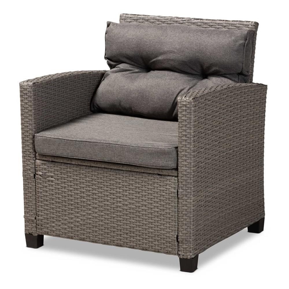 Baxton Studio Darian Grey and Grey Synthetic Rattan 4-Piece Patio Set