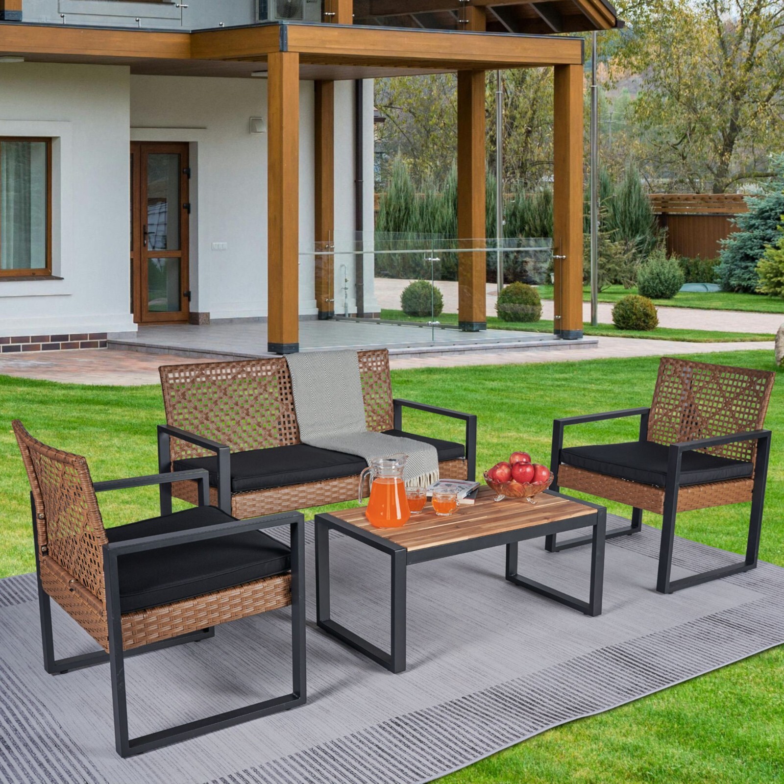 4-piece set for outdoor patio, porch, garden, backyard, and lawn furniture