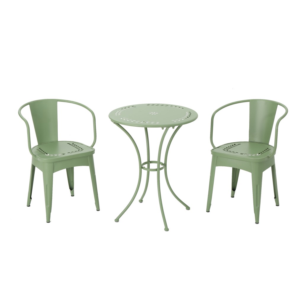 3 Pc Metal Dining Chair Set KD Assembly