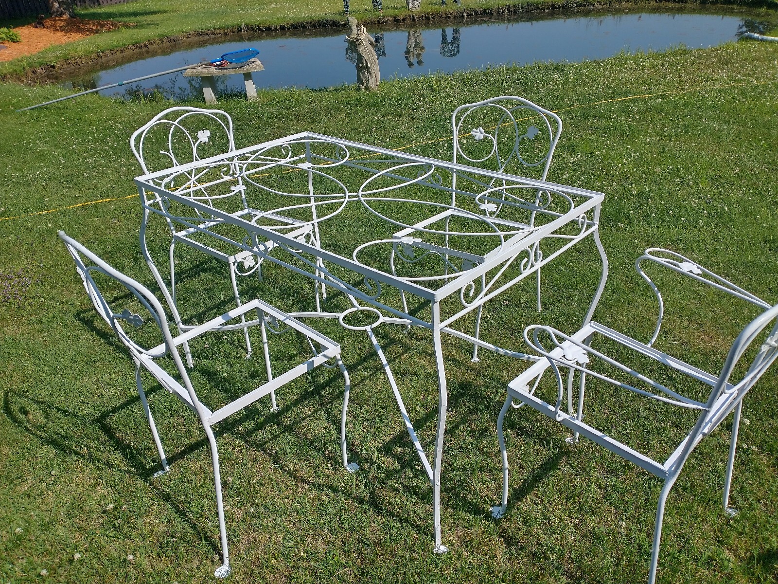 Salterini Vintage Wrought Iron Table W/ 4 Chairs Patio, Garden