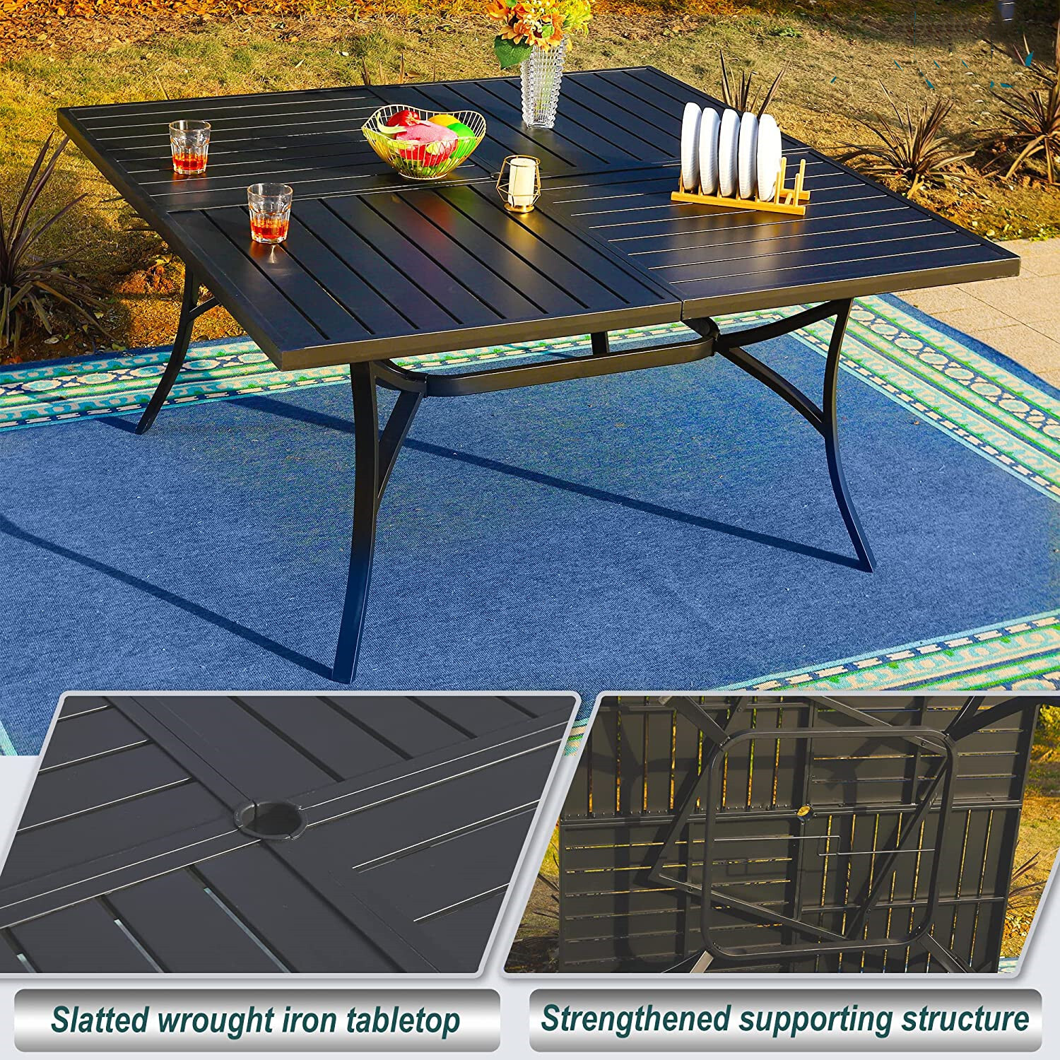 9 Piece Patio Furniture Set Outdoor Dining Table Swivel Chairs Sets