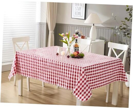 60 x 84 Inch Rectangle Vinyl Tablecloth with 84″ x 60″ (Rectangular) Red