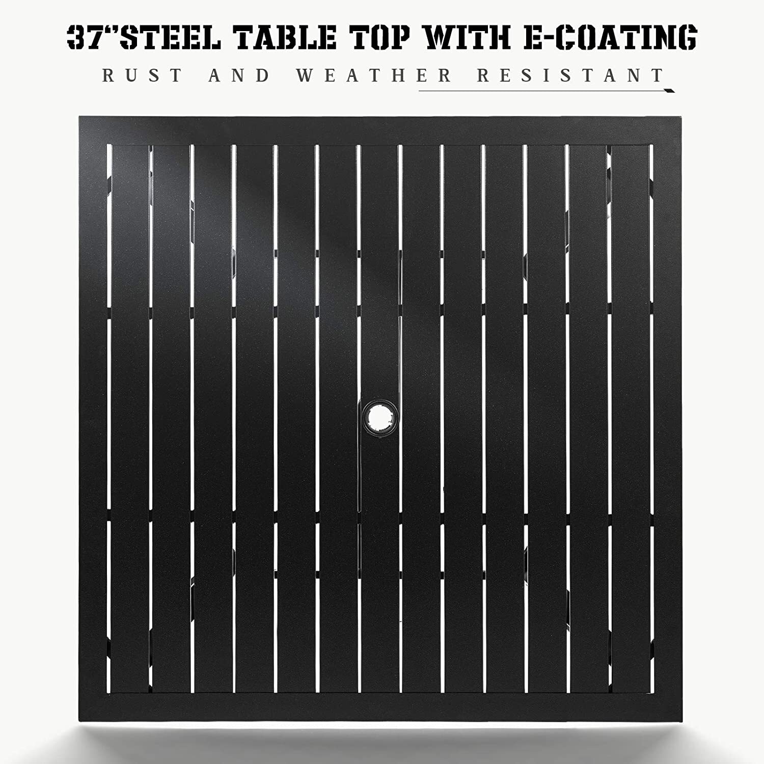 5 Piece Patio Dining Set Rattan Wicker Chairs Outdoor Table with Umbrella Hole